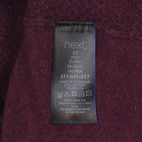 Next Men’s Red Cotton Blend Crew Neck Pullover Jumper XS
