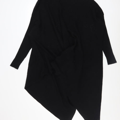 Moocci Women Black High Neck Knit Cape Jumper One Size