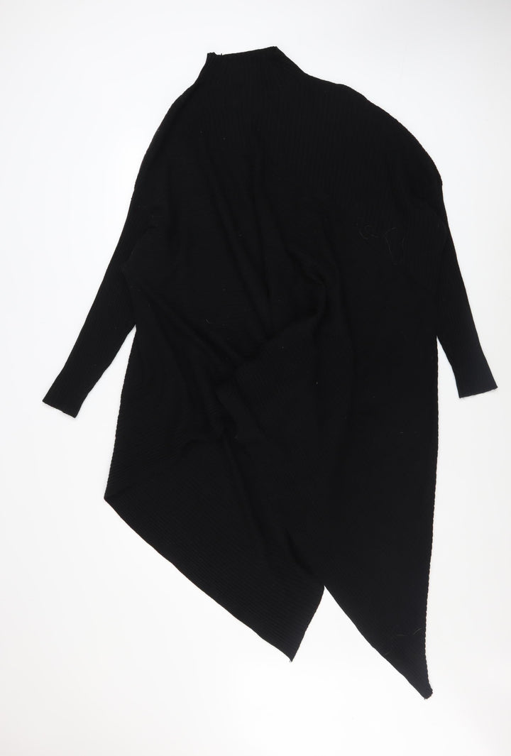 Moocci Women Black High Neck Knit Cape Jumper One Size