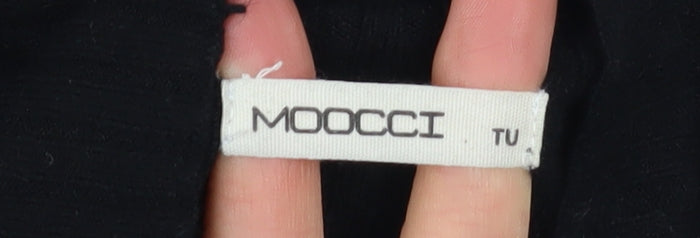 Moocci Women Black High Neck Knit Cape Jumper One Size