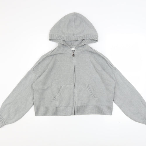 Hollister Womens Grey Full Zip Hoodie XS Cotton Blend Hooded Sweatshirt