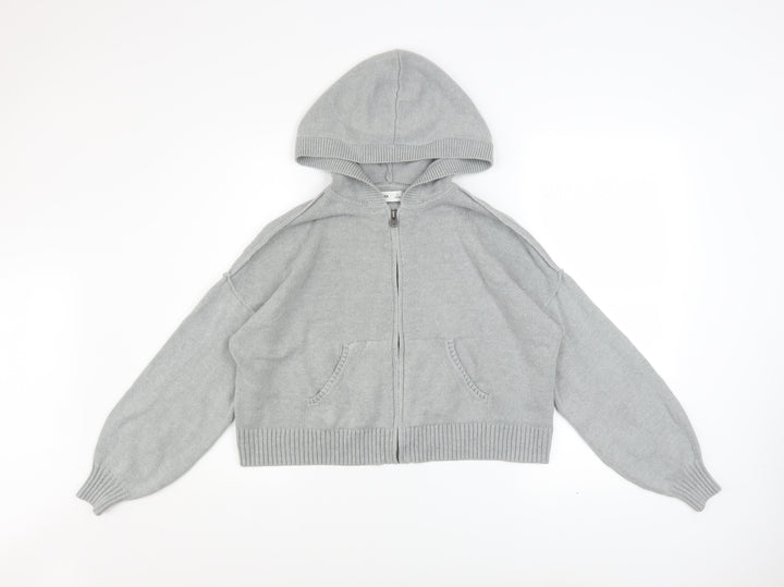 Hollister Womens Grey Full Zip Hoodie XS Cotton Blend Hooded Sweatshirt