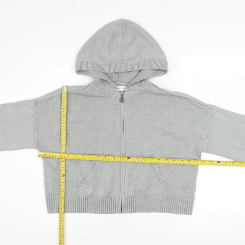 Hollister Womens Grey Full Zip Hoodie XS Cotton Blend Hooded Sweatshirt