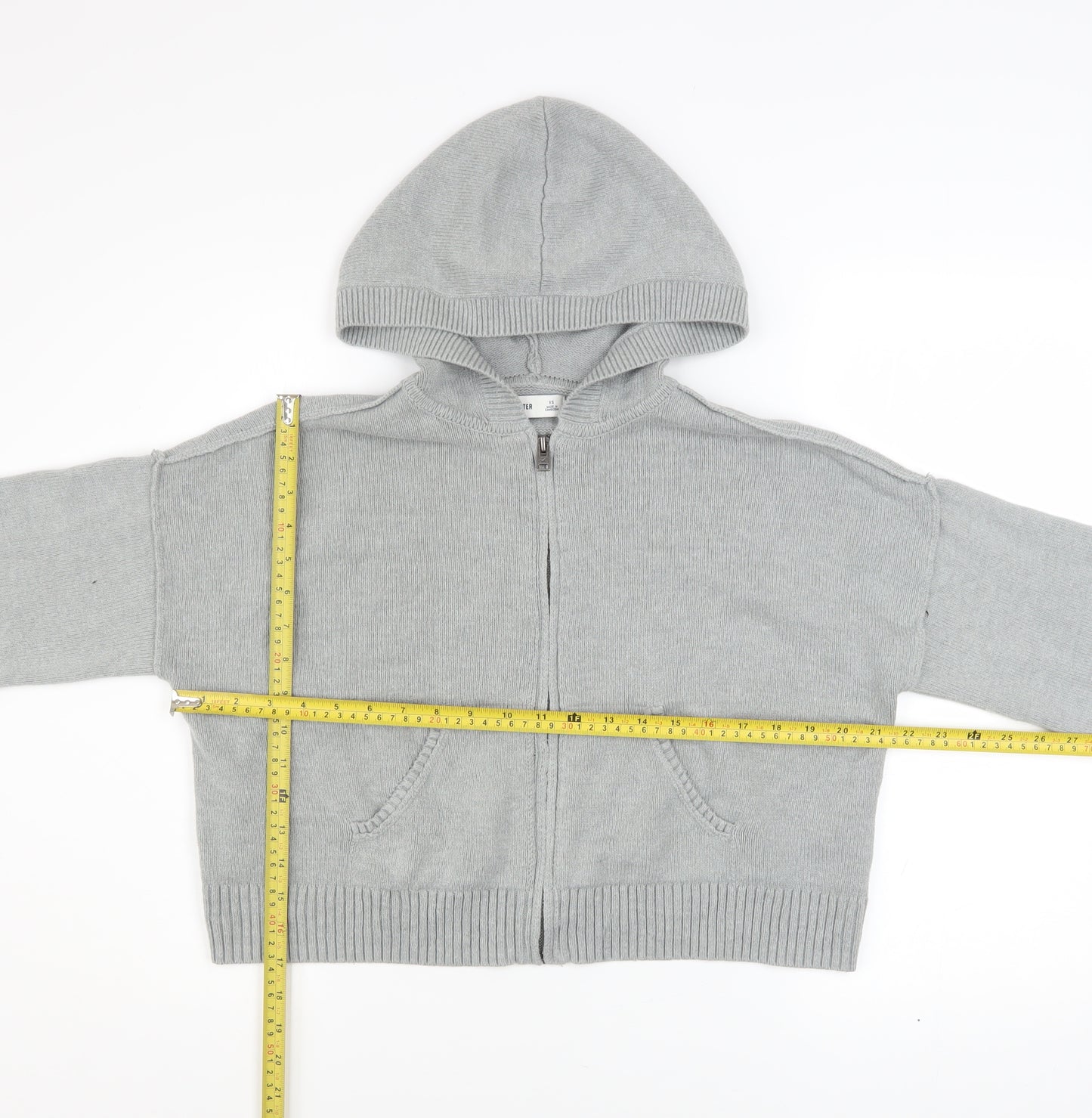Hollister Womens Grey Full Zip Hoodie XS Cotton Blend Hooded Sweatshirt