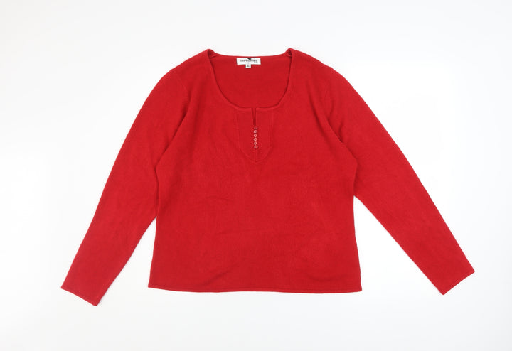 Ann McCartney Women’s Red Acrylic Henley Jumper XL Long Sleeve Knit