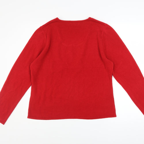 Ann McCartney Women’s Red Acrylic Henley Jumper XL Long Sleeve Knit