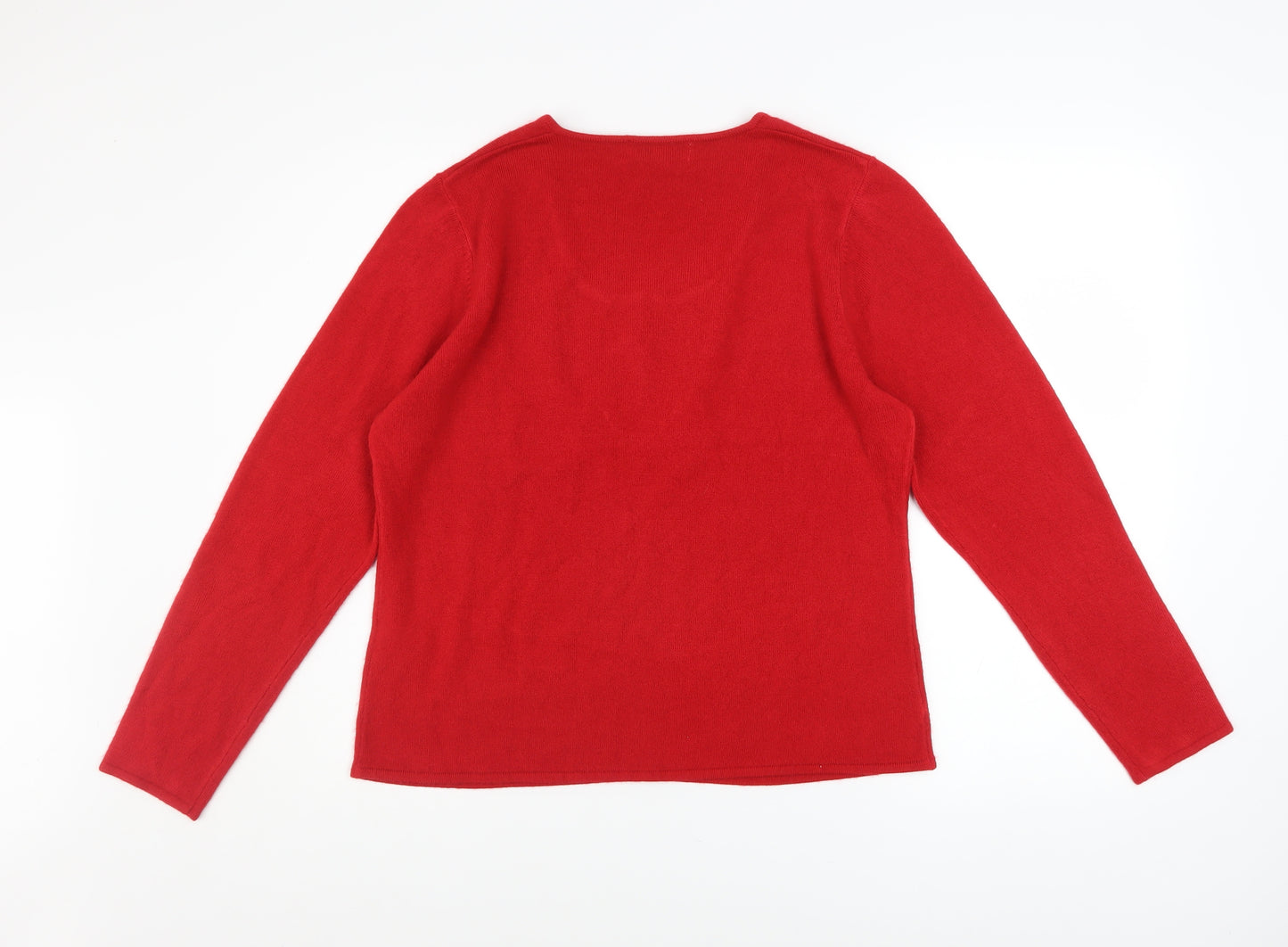 Ann McCartney Women’s Red Acrylic Henley Jumper XL Long Sleeve Knit
