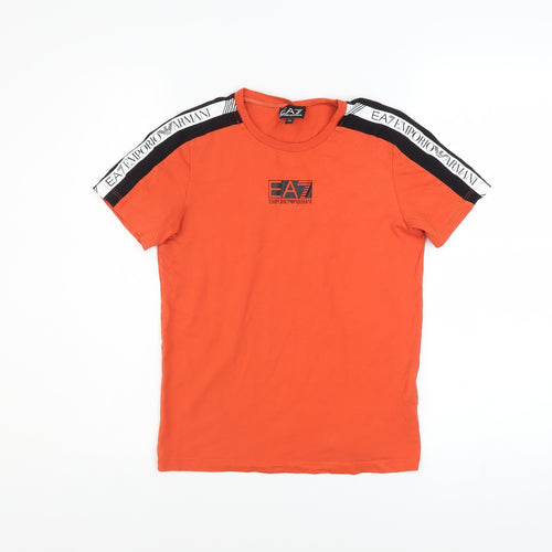 Emporio Armani EA7 Boys Orange Short Sleeve Logo T-Shirt 12 Years 100% Cotton
