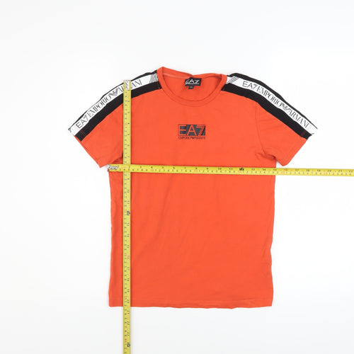 Emporio Armani EA7 Boys Orange Short Sleeve Logo T-Shirt 12 Years 100% Cotton