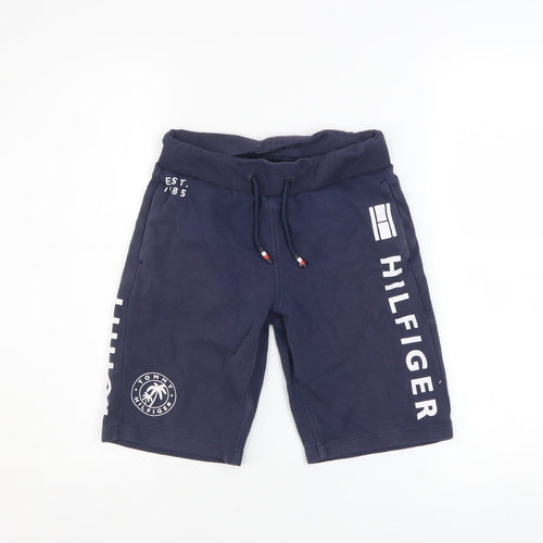 Tommy Hilfiger Boys Blue Sweat Shorts Size 12 Years Drawstring Logo