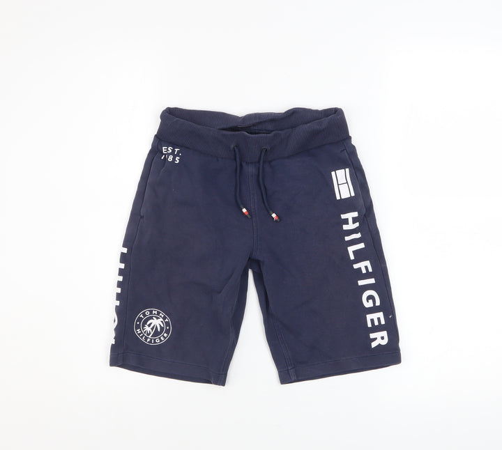 Tommy Hilfiger Boys Blue Sweat Shorts Size 12 Years Drawstring Logo