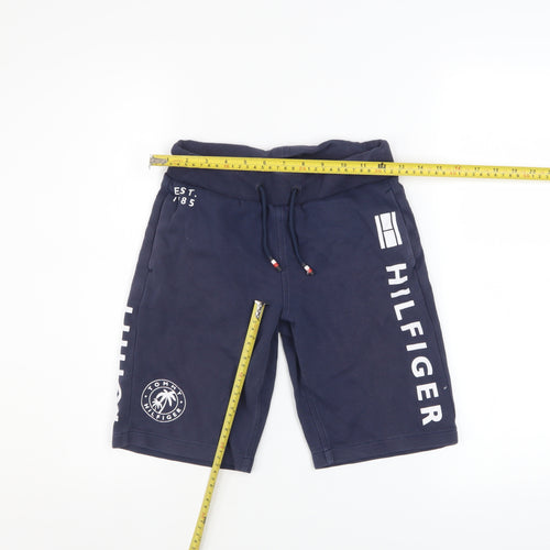 Tommy Hilfiger Boys Blue Sweat Shorts Size 12 Years Drawstring Logo