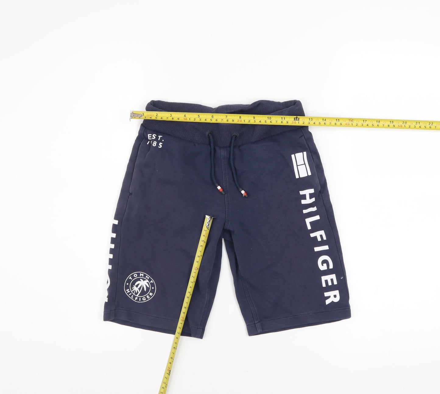 Tommy Hilfiger Boys Blue Sweat Shorts Size 12 Years Drawstring Logo