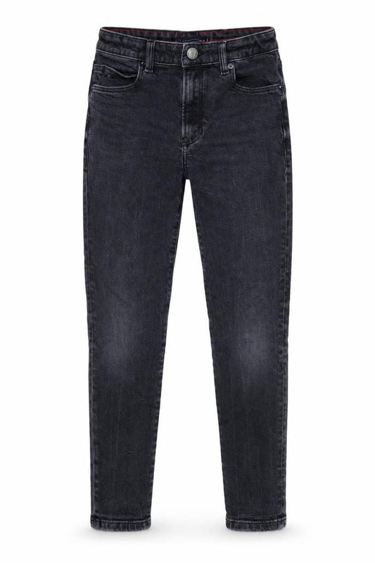 Front view of Tommy Hilfiger boys’ black slim fit denim jeans, size 152, (24 in waist)