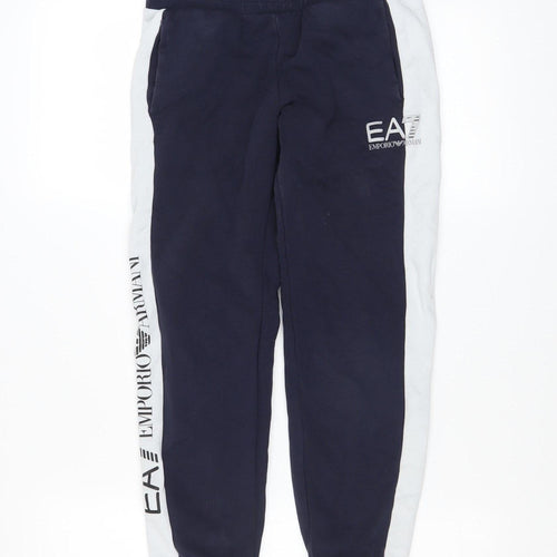 Emporio Armani Boys Blue Jogger Trousers 12 Years Cotton Blend EA7 Logo