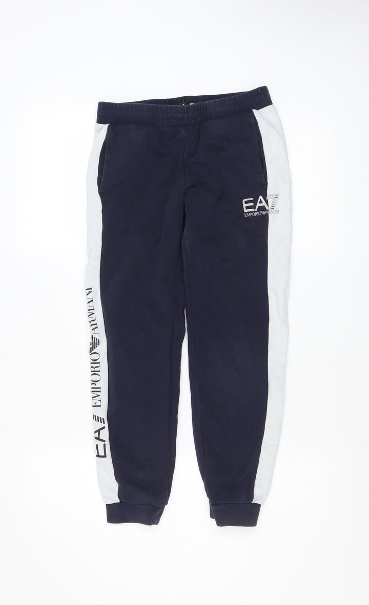Emporio Armani Boys Blue Jogger Trousers 12 Years Cotton Blend EA7 Logo