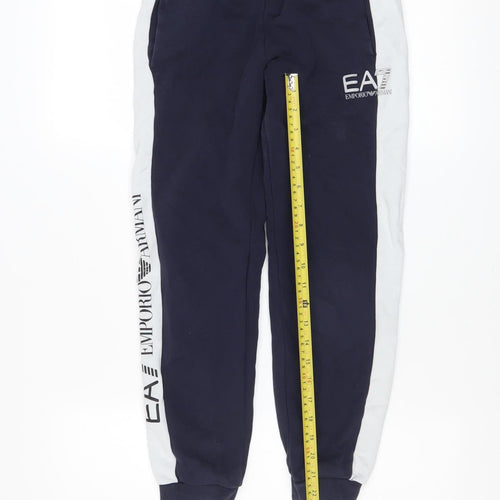 Emporio Armani Boys Blue Jogger Trousers 12 Years Cotton Blend EA7 Logo
