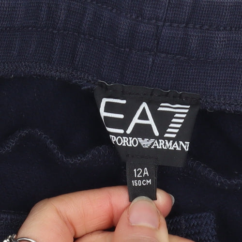 Emporio Armani Boys Blue Jogger Trousers 12 Years Cotton Blend EA7 Logo