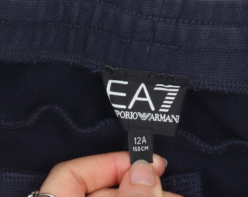Emporio Armani Boys Blue Jogger Trousers 12 Years Cotton Blend EA7 Logo