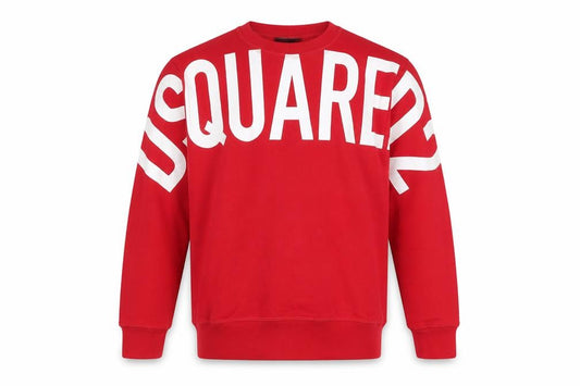 Front view of DSQUARED2 boys’ red graphic logo pullover sweatshirt 10 years