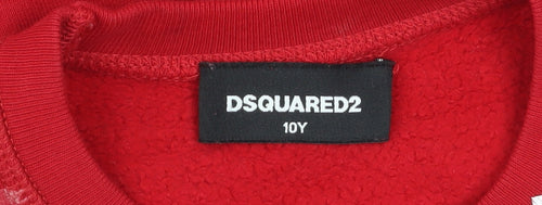 DSQUARED2 Boys Red Graphic Logo Pullover Sweatshirt 10 Years