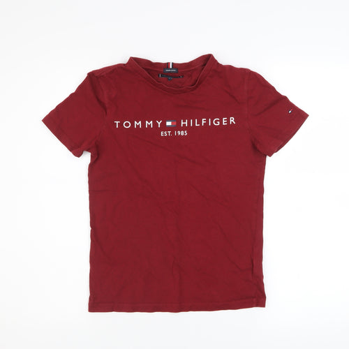 Tommy Hilfiger Boys Red Organic Cotton Short Sleeve T-Shirt Size 152