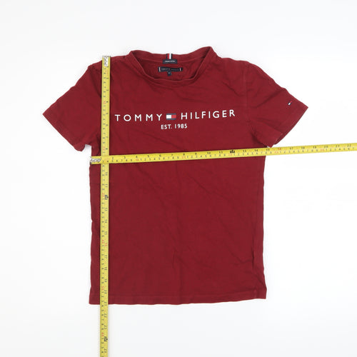 Tommy Hilfiger Boys Red Organic Cotton Short Sleeve T-Shirt Size 152