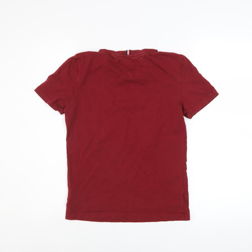 Tommy Hilfiger Boys Red Organic Cotton Short Sleeve T-Shirt Size 152