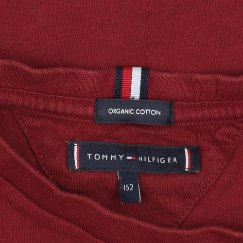 Tommy Hilfiger Boys Red Organic Cotton Short Sleeve T-Shirt Size 152