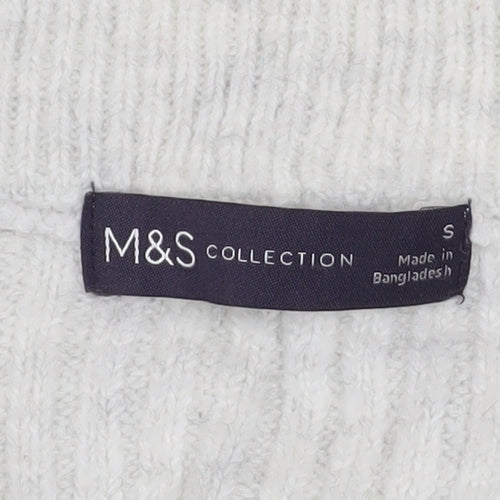 Marks and Spencer Women’s Ivory Cable Knit High Neck Half Zip Jumper Size S