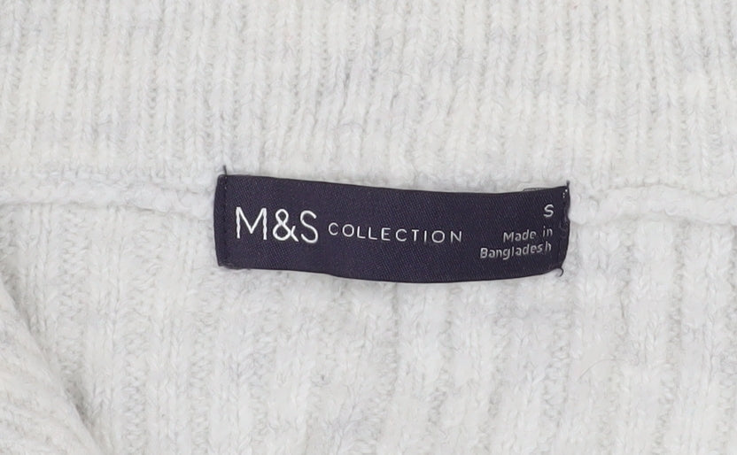 Marks and Spencer Women’s Ivory Cable Knit High Neck Half Zip Jumper Size S
