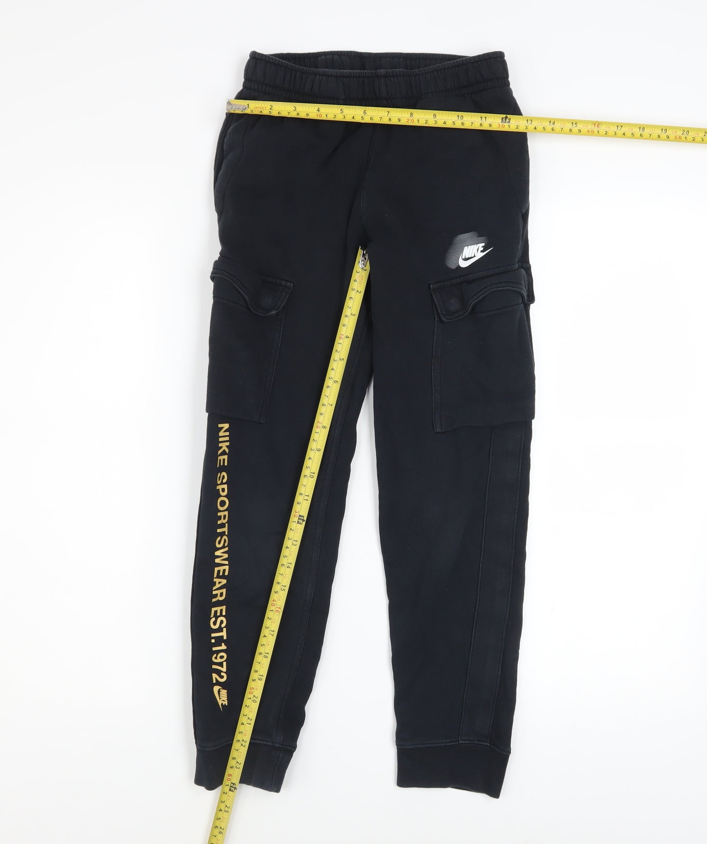 Nike Boys Black Jogger Cargo Trousers M 10-11 Years Cotton Fleece