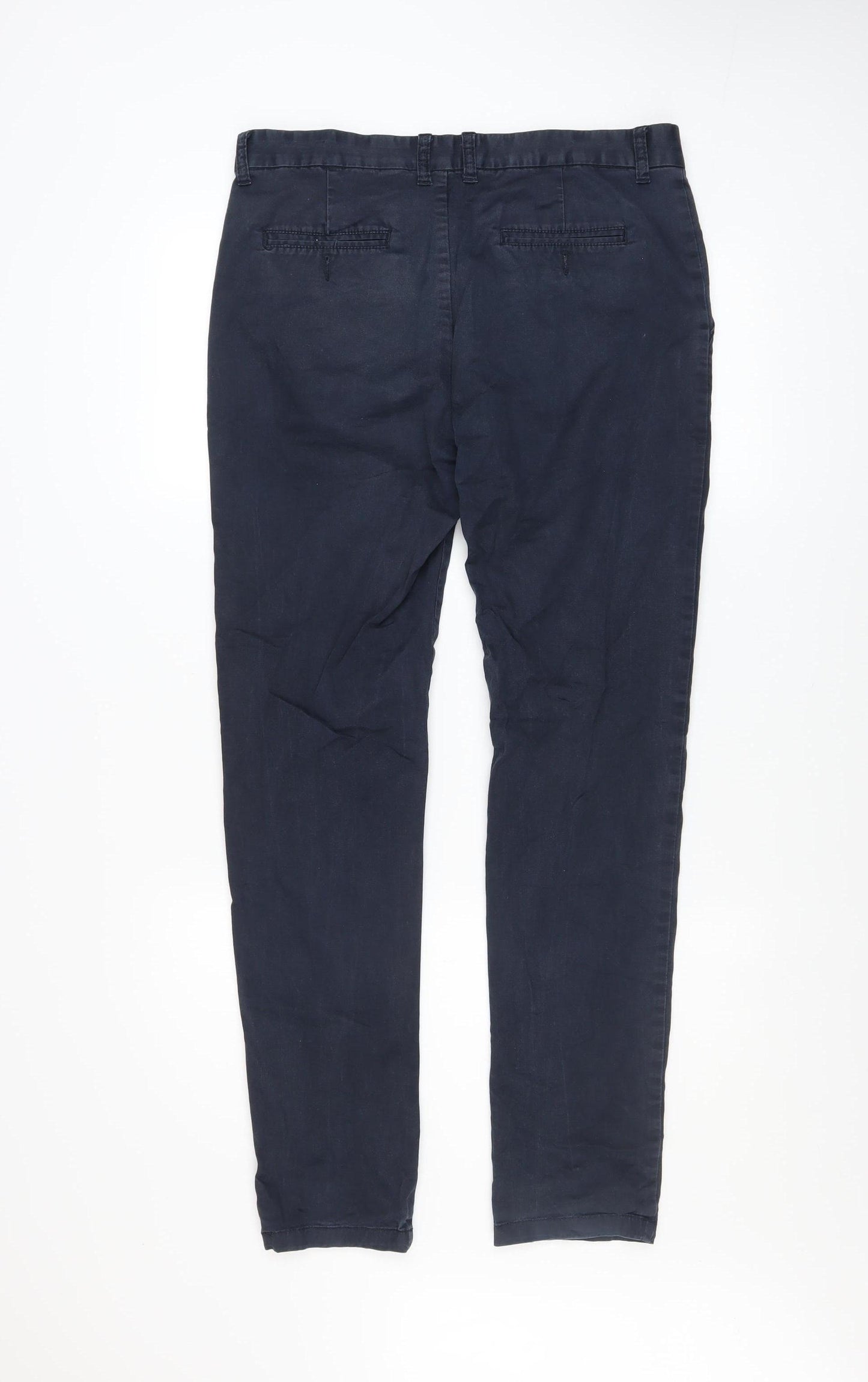 Larsson & Co Men's Navy Blue Slim Chino Trousers Size 32R