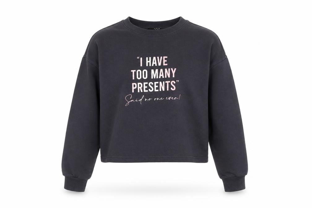 New Look Girls Black Pullover Sweatshirt 10-11 Years Funny Quote Print