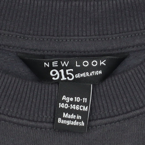 New Look Girls Black Pullover Sweatshirt 10-11 Years Funny Quote Print