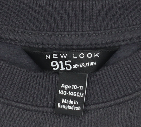New Look Girls Black Pullover Sweatshirt 10-11 Years Funny Quote Print