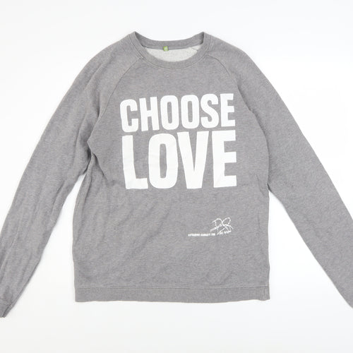 Rapanui Women's Grey Choose Love Organic Cotton Pullover Sweatshirt S