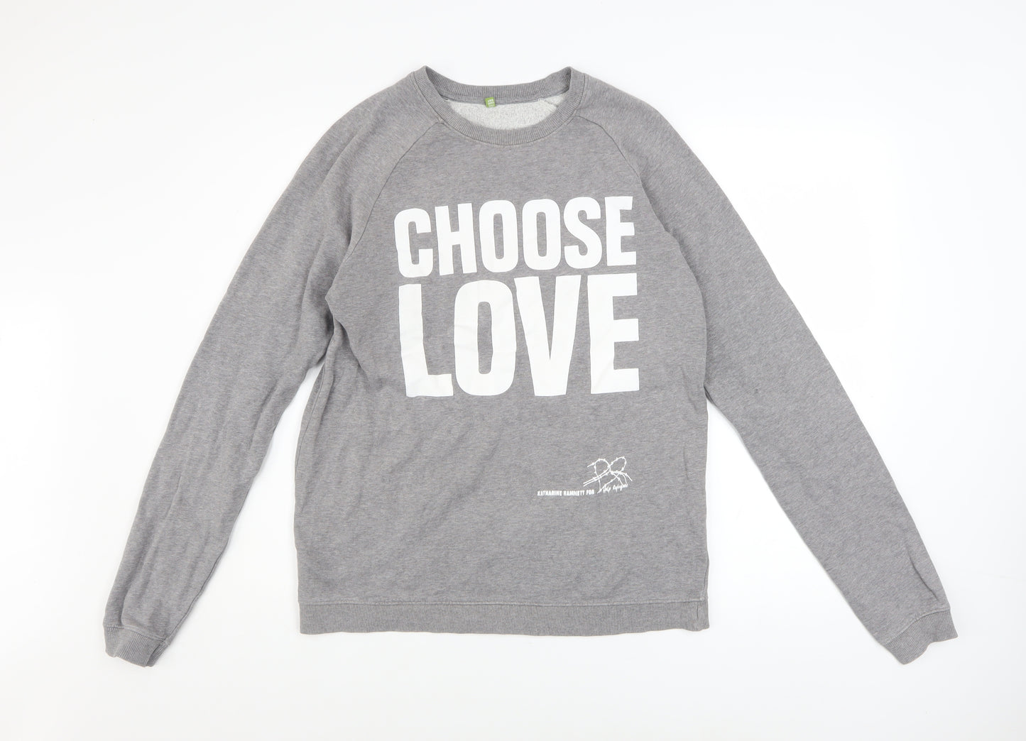Rapanui Women's Grey Choose Love Organic Cotton Pullover Sweatshirt S