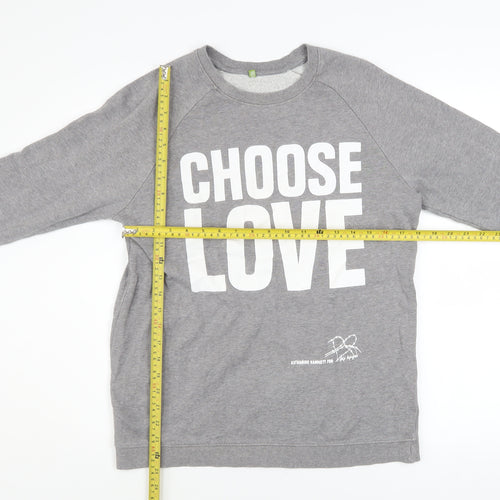 Rapanui Women's Grey Choose Love Organic Cotton Pullover Sweatshirt S