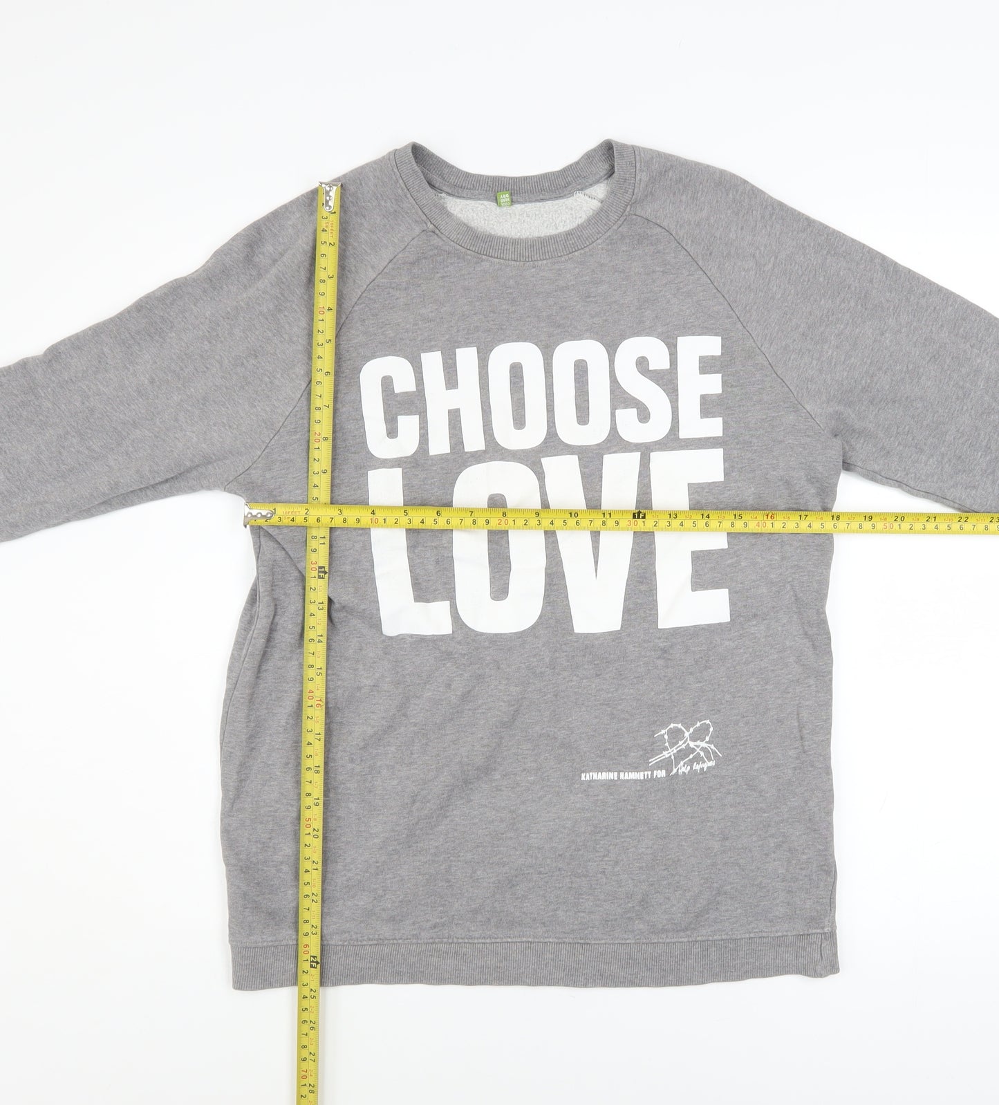 Rapanui Women's Grey Choose Love Organic Cotton Pullover Sweatshirt S