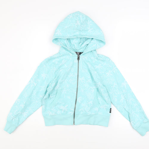 Saltrock Girls Blue Full Zip Hoodie 7-8 Years Tropical Print Cotton
