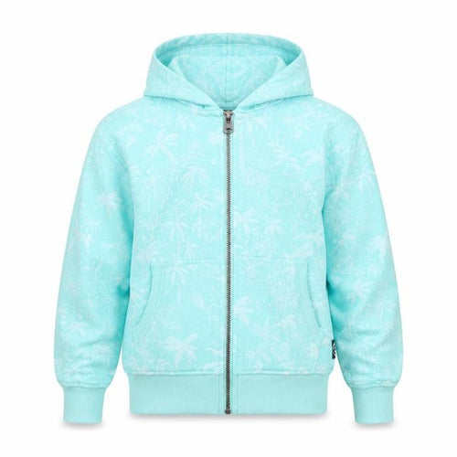 Saltrock Girls Blue Full Zip Hoodie 7-8 Years Tropical Print Cotton