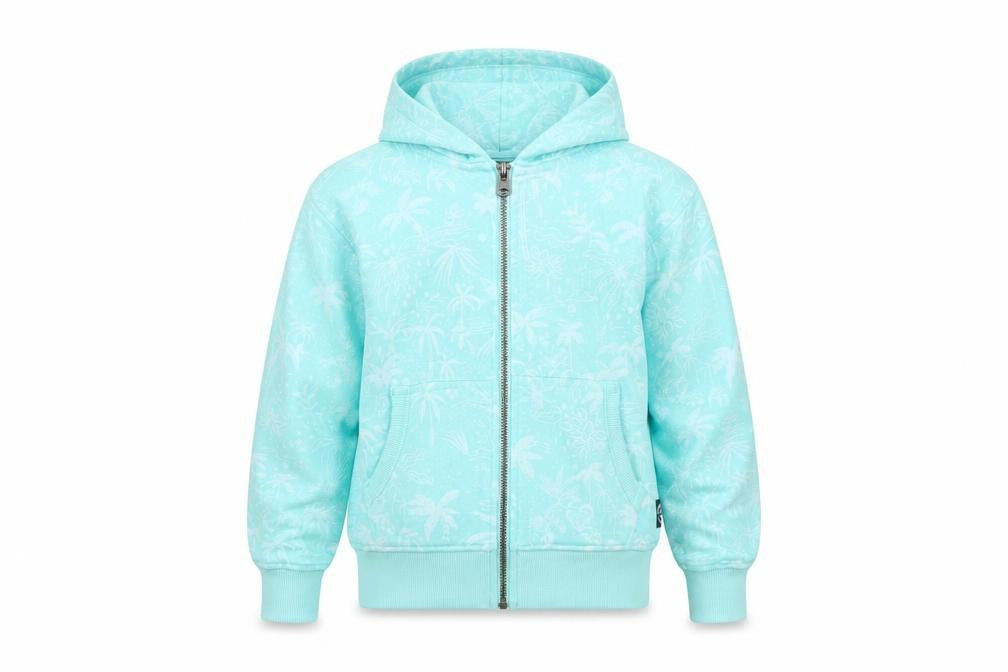 Saltrock Girls Blue Full Zip Hoodie 7-8 Years Tropical Print Cotton