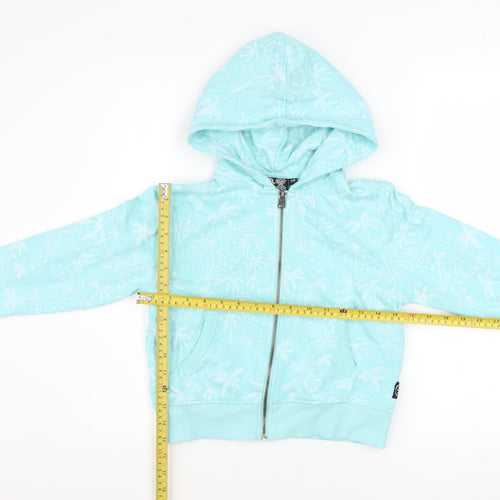 Saltrock Girls Blue Full Zip Hoodie 7-8 Years Tropical Print Cotton