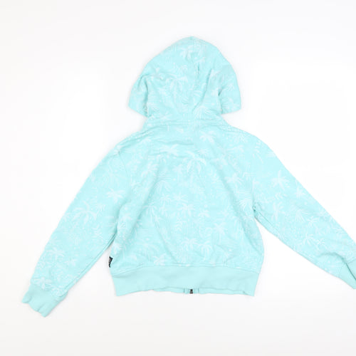 Saltrock Girls Blue Full Zip Hoodie 7-8 Years Tropical Print Cotton