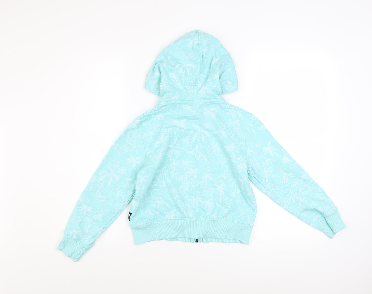 Saltrock Girls Blue Full Zip Hoodie 7-8 Years Tropical Print Cotton