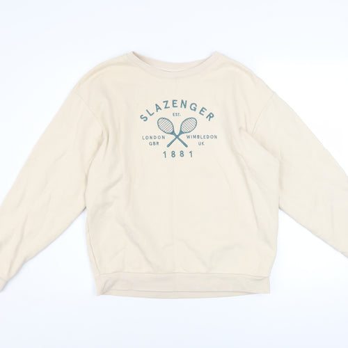 Slazenger Womens Beige Sweatshirt Size 8 Crew Neck Pullover