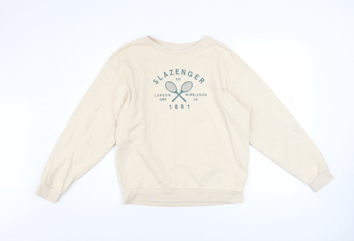 Slazenger Womens Beige Sweatshirt Size 8 Crew Neck Pullover