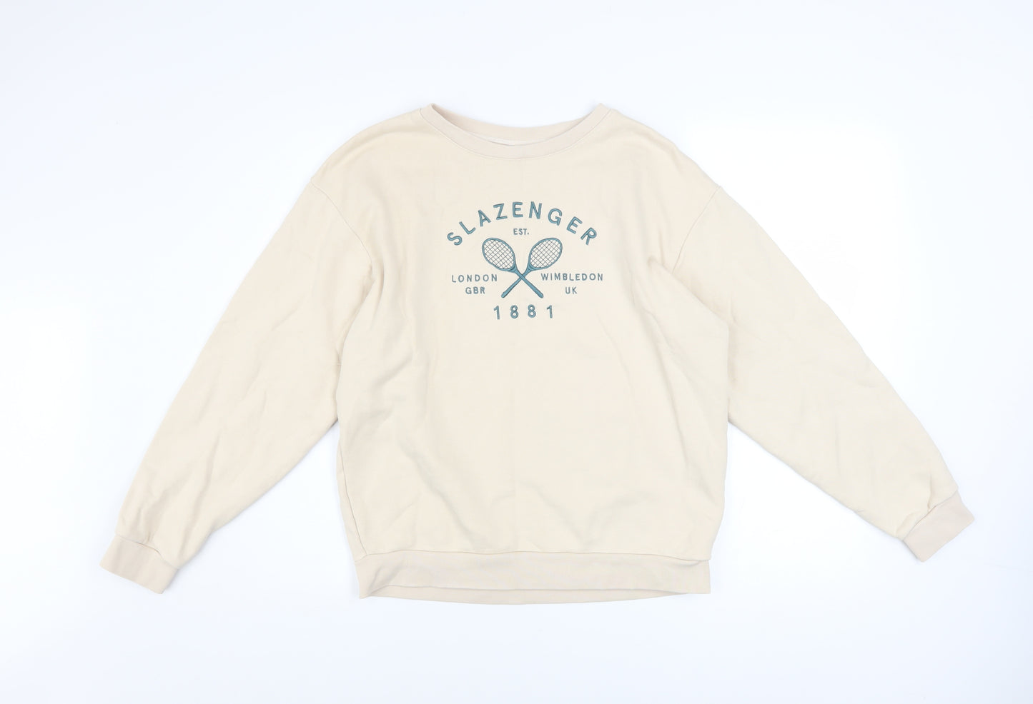 Slazenger Womens Beige Sweatshirt Size 8 Crew Neck Pullover