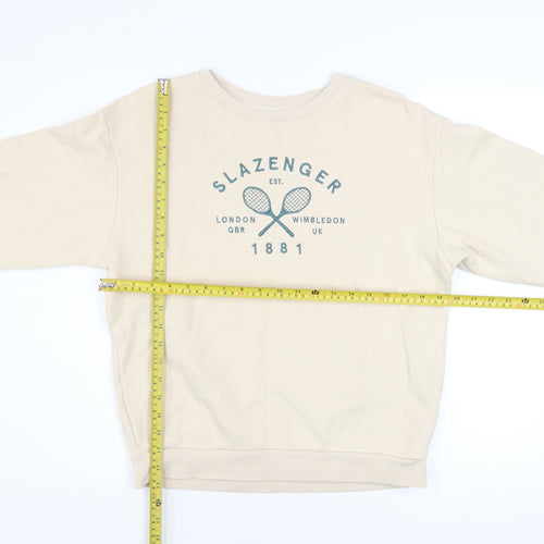 Slazenger Womens Beige Sweatshirt Size 8 Crew Neck Pullover